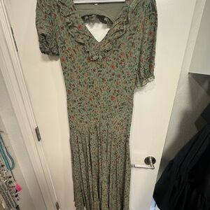 Reformation Sage Floral Long Sleeve Dress